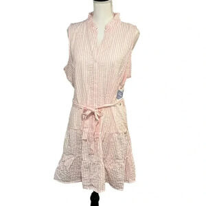 Madison Grey size XL pink and white seersucker dress, NWT